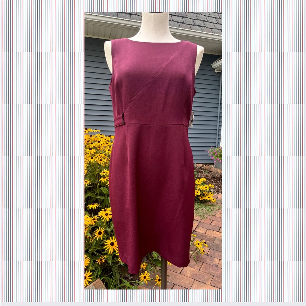 Kasper Sleeveless Burgundy Sheath Dress